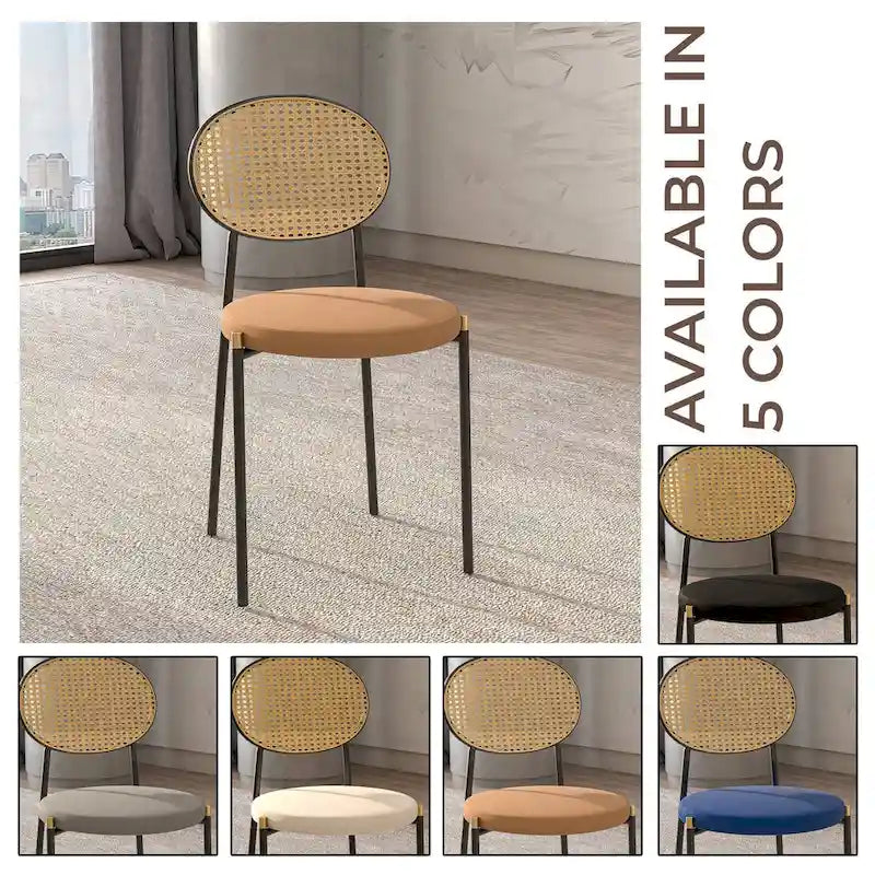 Euston Lot de 2 chaises de salle à manger modernes avec dossier en osier et siège en velours rembourré pour bureau à domicile, salon et cuisine