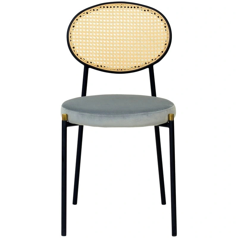 Euston Lot de 2 chaises de salle à manger modernes avec dossier en osier et siège en velours rembourré pour bureau à domicile, salon et cuisine