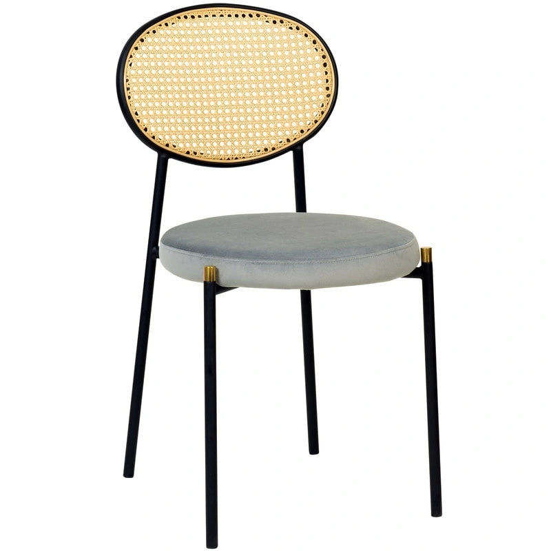 Euston Lot de 2 chaises de salle à manger modernes avec dossier en osier et siège en velours rembourré pour bureau à domicile, salon et cuisine