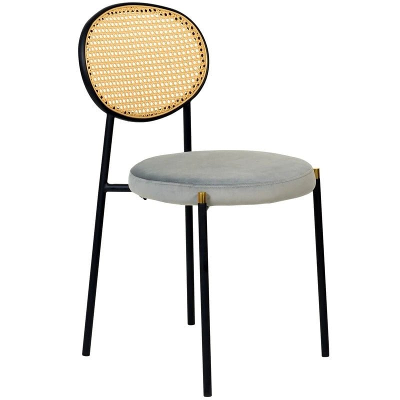 Euston Lot de 2 chaises de salle à manger modernes avec dossier en osier et siège en velours rembourré pour bureau à domicile, salon et cuisine