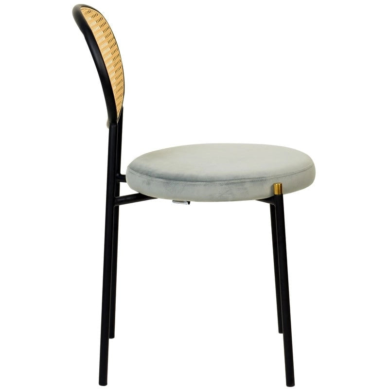Euston Lot de 2 chaises de salle à manger modernes avec dossier en osier et siège en velours rembourré pour bureau à domicile, salon et cuisine