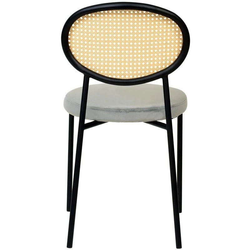 Euston Lot de 2 chaises de salle à manger modernes avec dossier en osier et siège en velours rembourré pour bureau à domicile, salon et cuisine