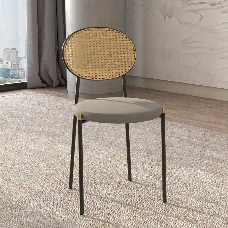 Euston Lot de 2 chaises de salle à manger modernes avec dossier en osier et siège en velours rembourré pour bureau à domicile, salon et cuisine
