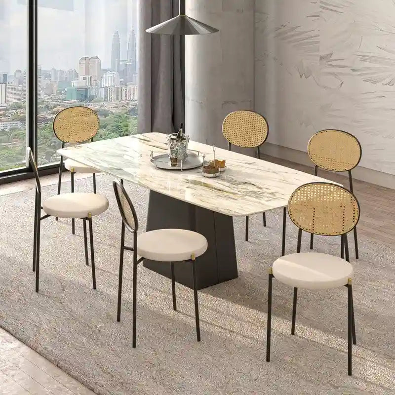 Euston Lot de 2 chaises de salle à manger modernes avec dossier en osier et siège en velours rembourré pour bureau à domicile, salon et cuisine