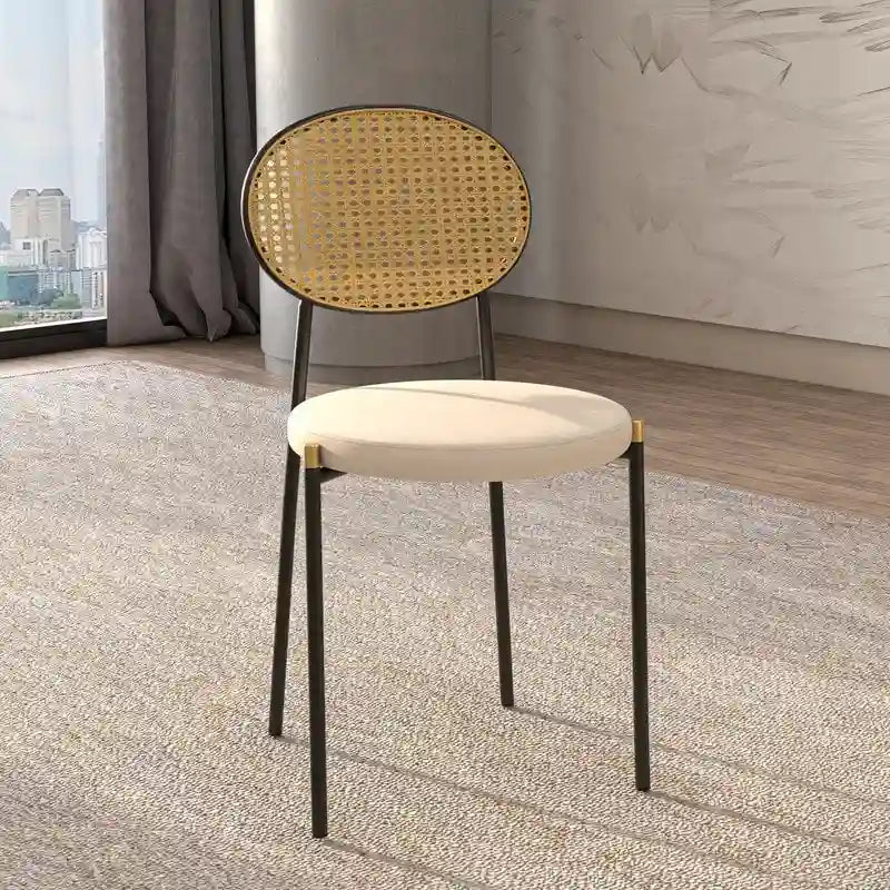 Euston Lot de 2 chaises de salle à manger modernes avec dossier en osier et siège en velours rembourré pour bureau à domicile, salon et cuisine