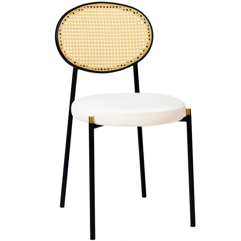 Euston Lot de 2 chaises de salle à manger modernes avec dossier en osier et siège en velours rembourré pour bureau à domicile, salon et cuisine
