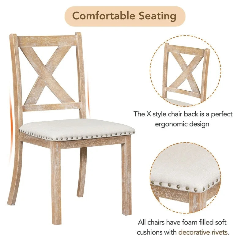 Ensemble de salle à manger et cuisine 6 pièces, table à manger extensible en bois, 4 chaises de salle à manger rembourrées et un banc, deux rallonges amovibles de 28 cm