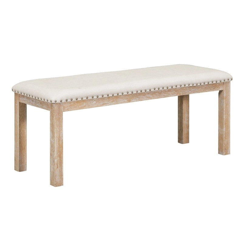 Ensemble de salle à manger et cuisine 6 pièces, table à manger extensible en bois, 4 chaises de salle à manger rembourrées et un banc, deux rallonges amovibles de 28 cm