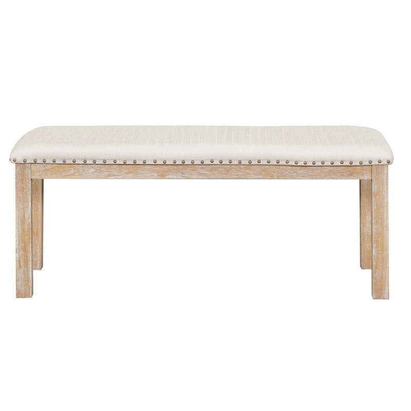 Ensemble de salle à manger et cuisine 6 pièces, table à manger extensible en bois, 4 chaises de salle à manger rembourrées et un banc, deux rallonges amovibles de 28 cm
