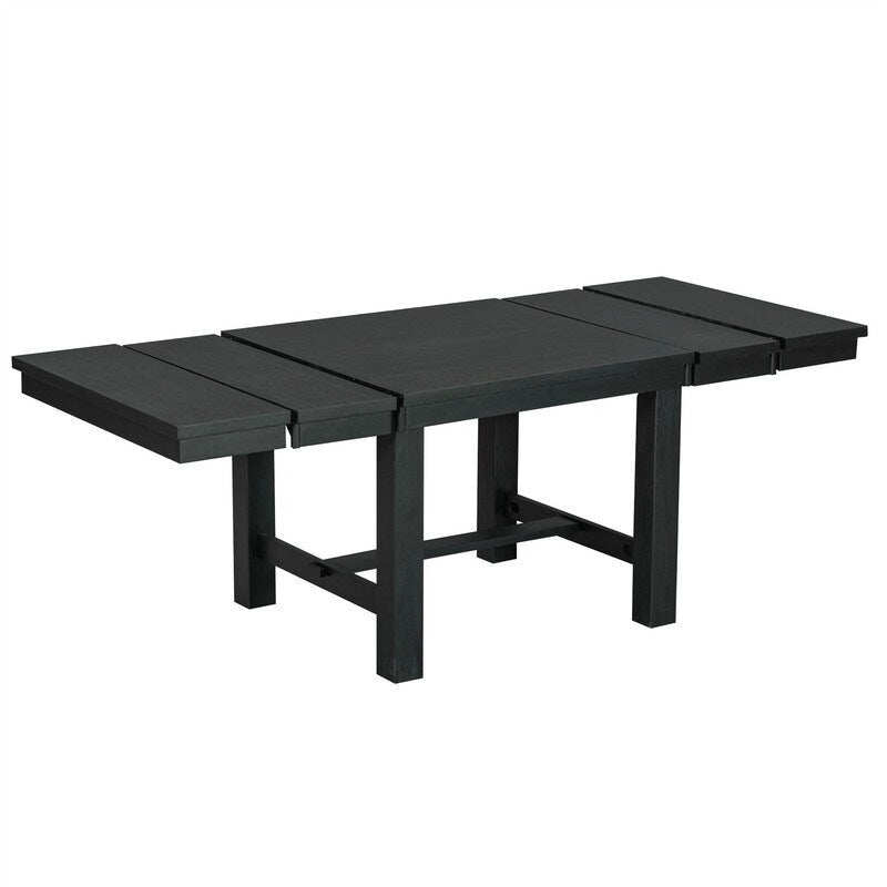 Ensemble de salle à manger et cuisine 6 pièces, table à manger extensible en bois, 4 chaises de salle à manger rembourrées et un banc, deux rallonges amovibles de 28 cm