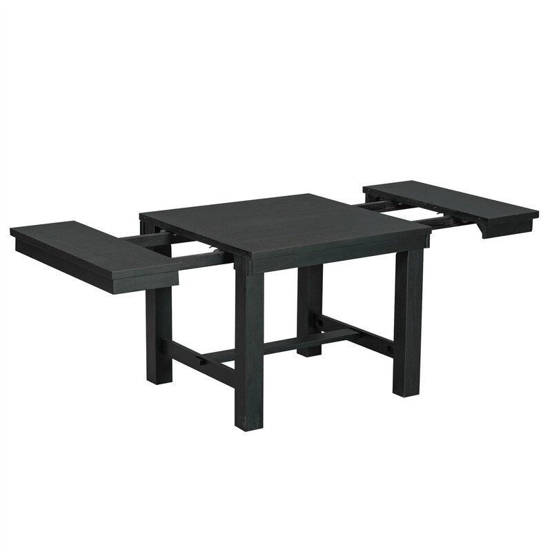 Ensemble de salle à manger et cuisine 6 pièces, table à manger extensible en bois, 4 chaises de salle à manger rembourrées et un banc, deux rallonges amovibles de 28 cm