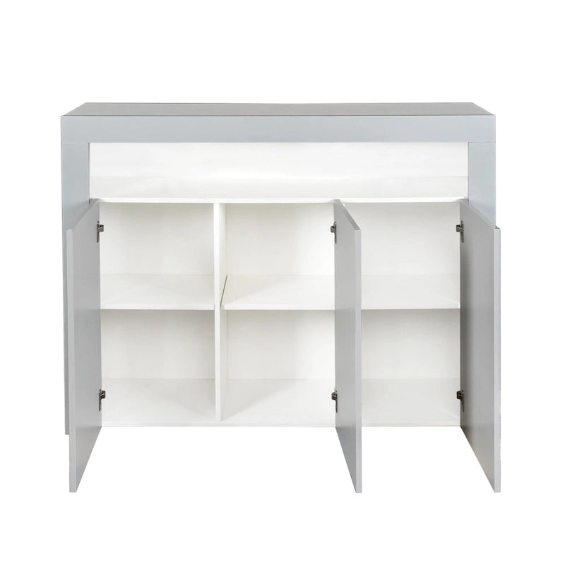 Buffet de rangement laqué brillant avec éclairage LED