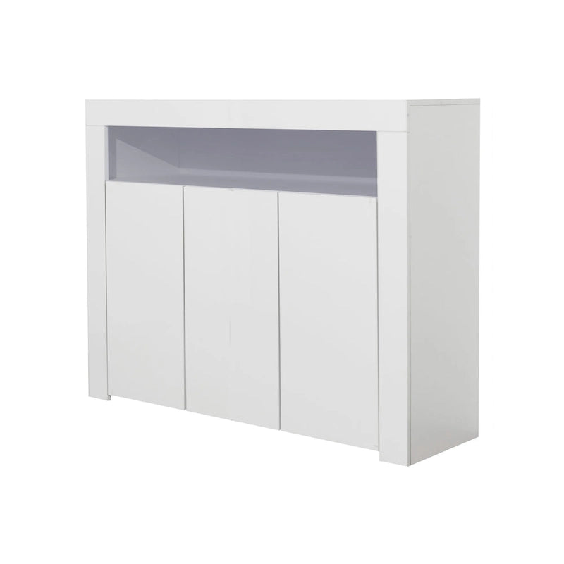 Buffet de rangement laqué brillant avec éclairage LED