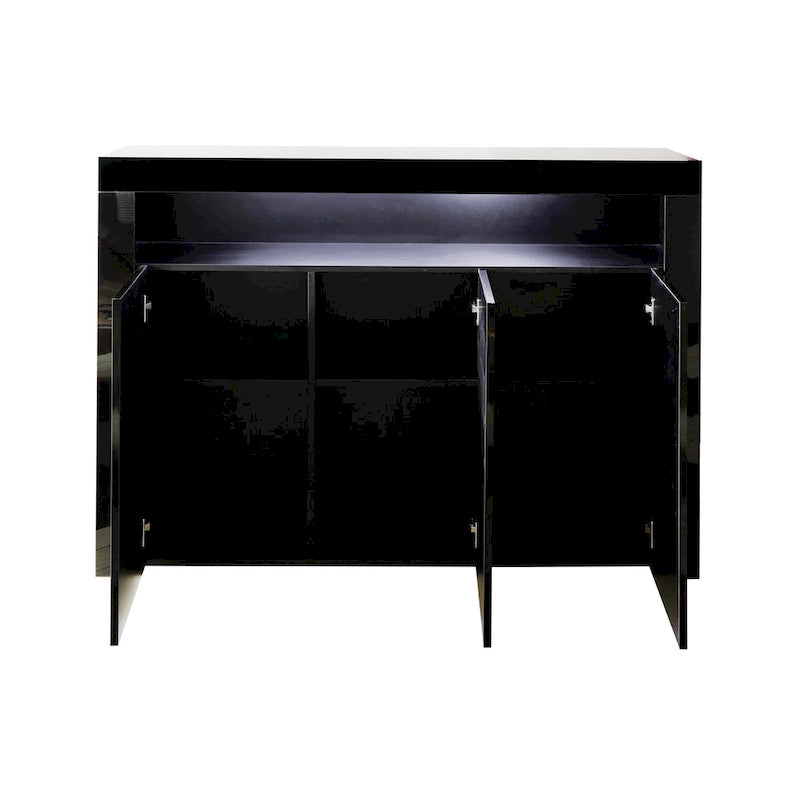 Buffet de rangement laqué brillant avec éclairage LED