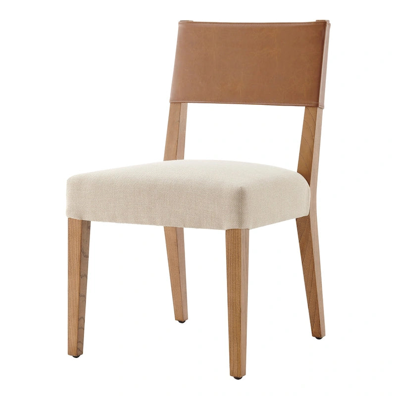 Chaise de salle à manger latérale Kylo en similicuir/lin, (lot de 2)