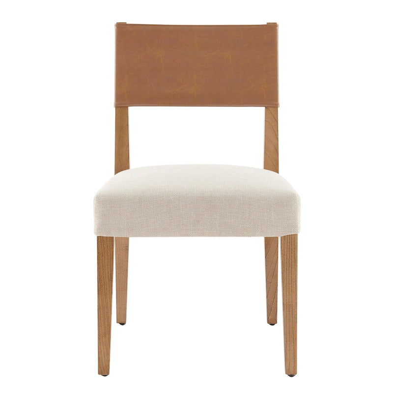 Chaise de salle à manger latérale Kylo en similicuir/lin, (lot de 2)
