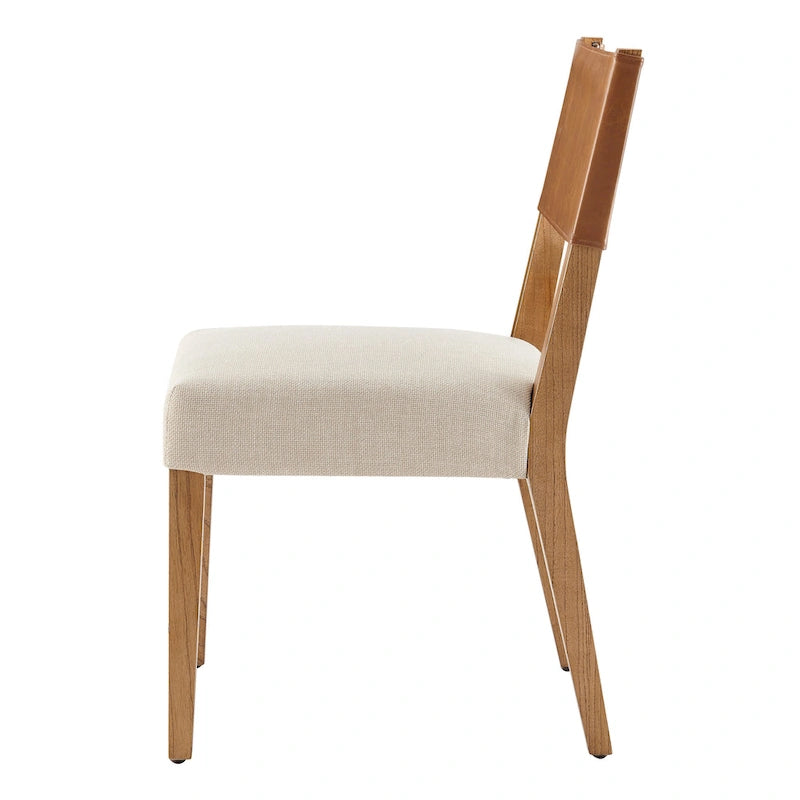 Chaise de salle à manger latérale Kylo en similicuir/lin, (lot de 2)