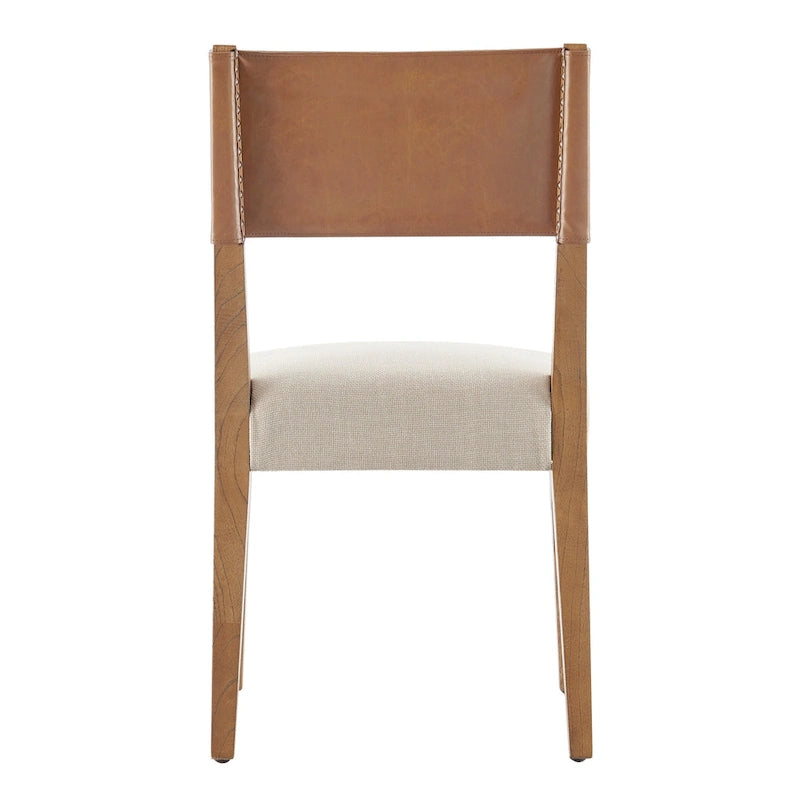 Chaise de salle à manger latérale Kylo en similicuir/lin, (lot de 2)