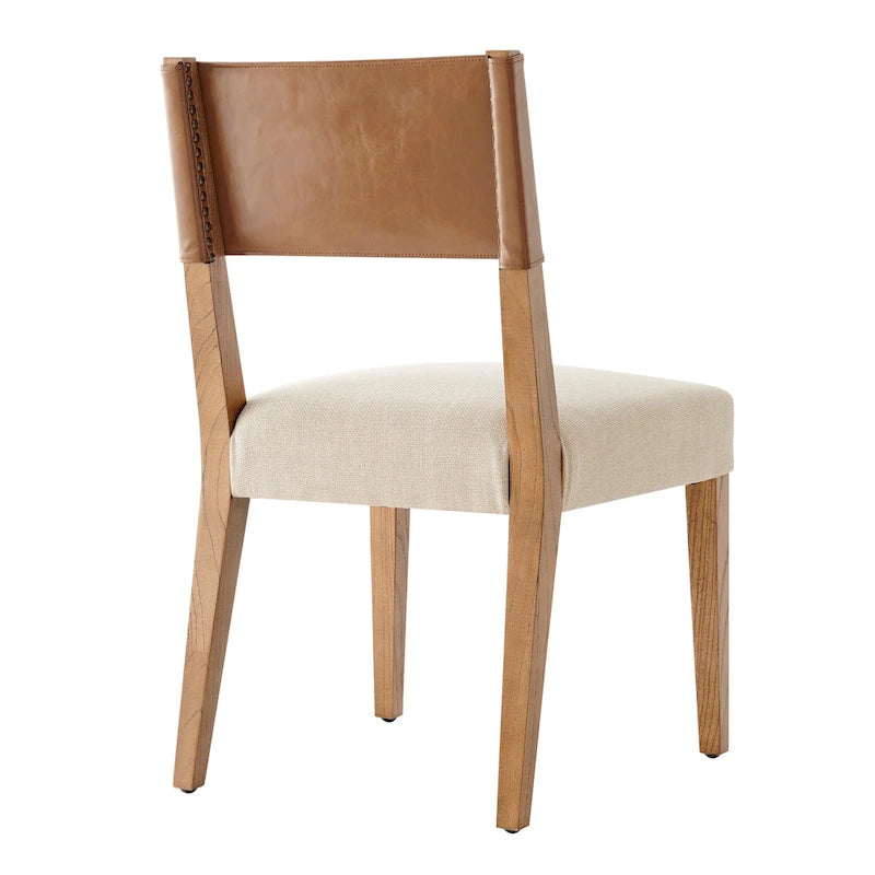 Chaise de salle à manger latérale Kylo en similicuir/lin, (lot de 2)