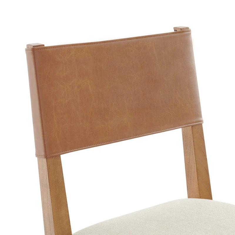Chaise de salle à manger latérale Kylo en similicuir/lin, (lot de 2)