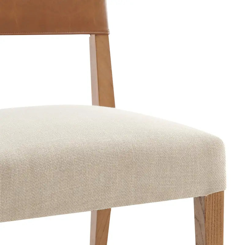 Chaise de salle à manger latérale Kylo en similicuir/lin, (lot de 2)
