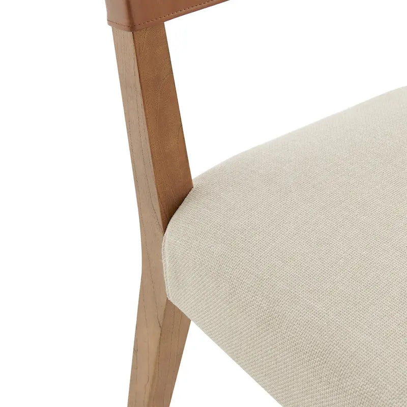 Chaise de salle à manger latérale Kylo en similicuir/lin, (lot de 2)