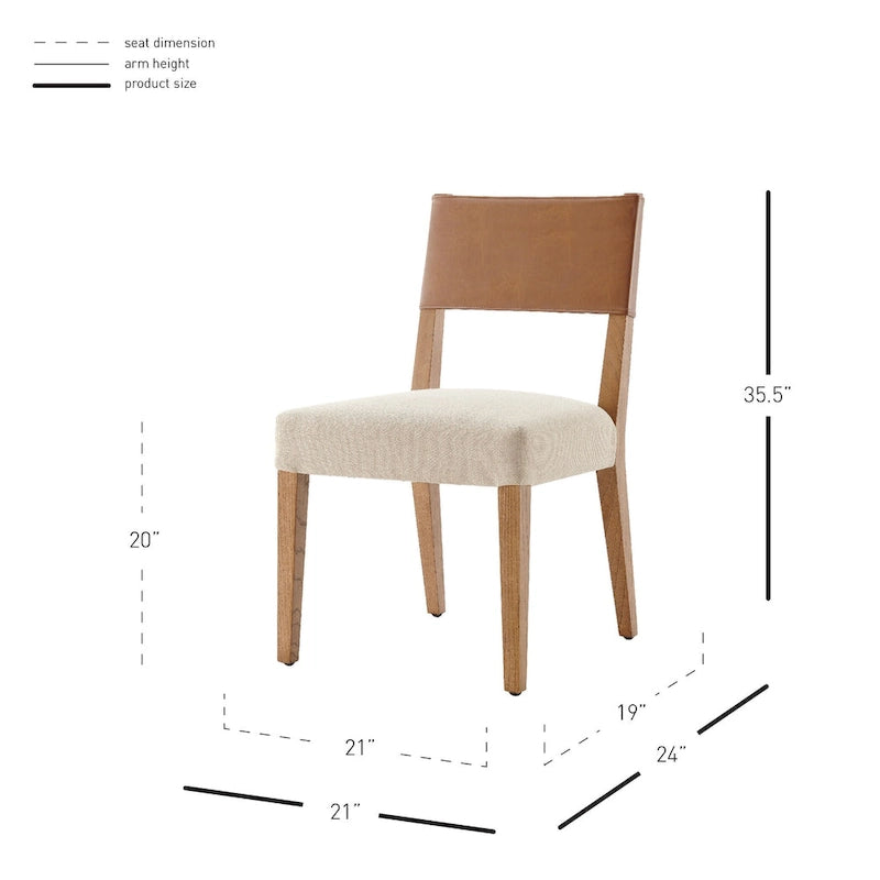 Chaise de salle à manger latérale Kylo en similicuir/lin, (lot de 2)