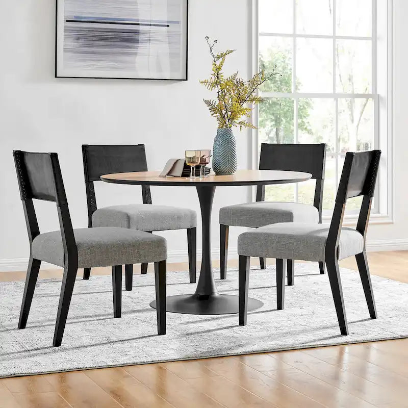 Chaise de salle à manger latérale Kylo en similicuir/lin, (lot de 2)