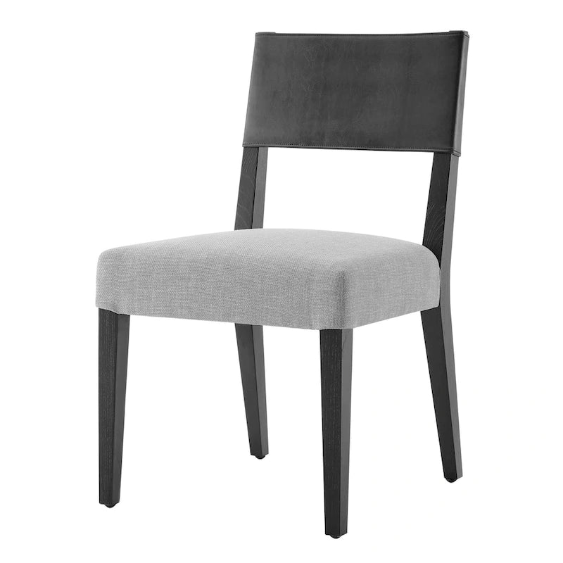 Chaise de salle à manger latérale Kylo en similicuir/lin, (lot de 2)