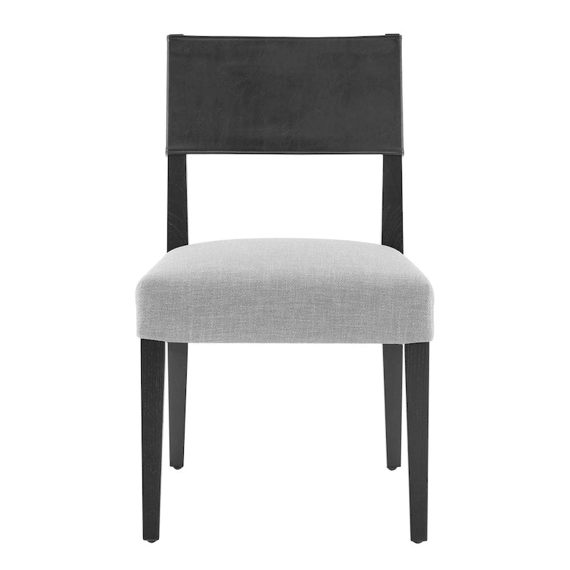 Chaise de salle à manger latérale Kylo en similicuir/lin, (lot de 2)
