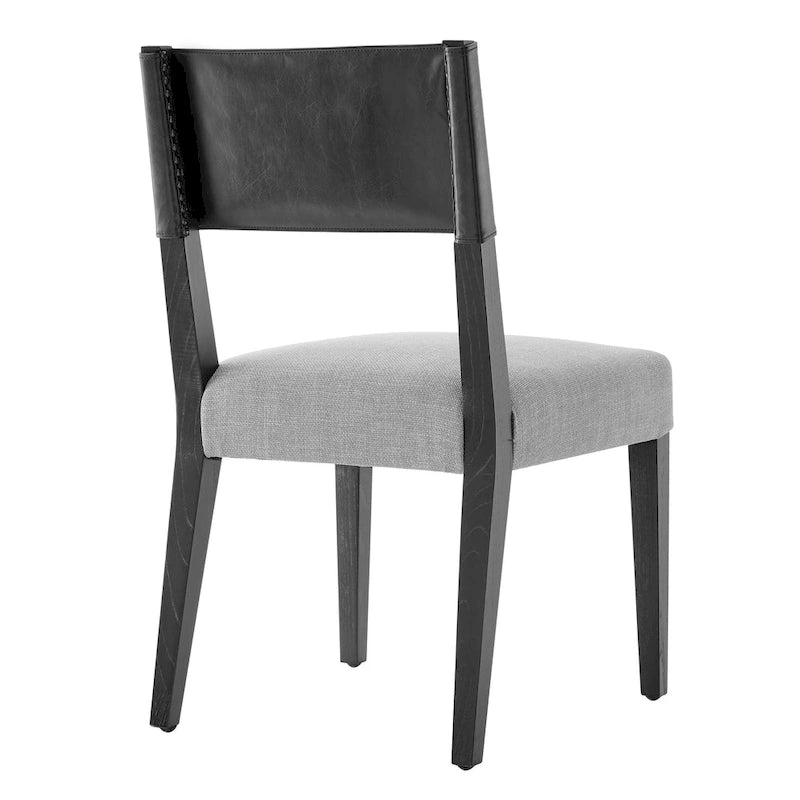 Chaise de salle à manger latérale Kylo en similicuir/lin, (lot de 2)