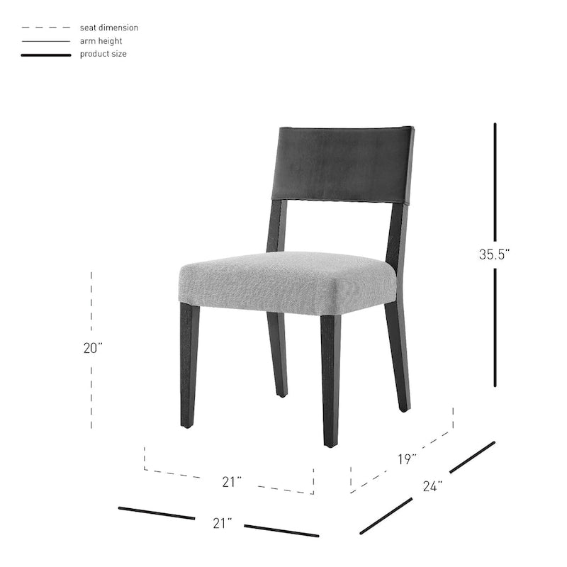 Chaise de salle à manger latérale Kylo en similicuir/lin, (lot de 2)