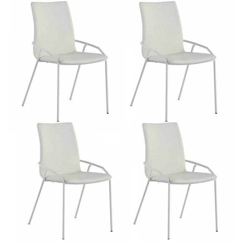 Somette Chaise d'appoint contemporaine blanche rembourrée, lot de 4 - N/A