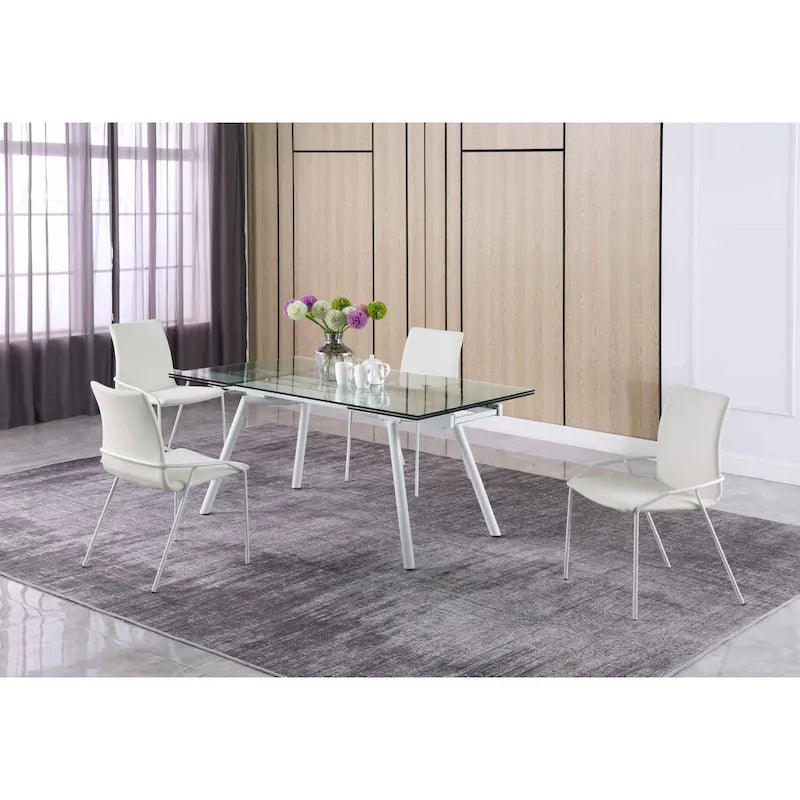 Somette Chaise d'appoint contemporaine blanche rembourrée, lot de 4 - N/A