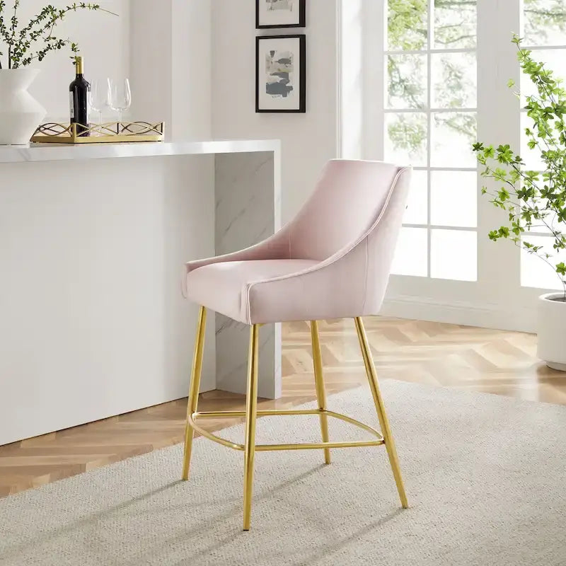 Tabouret de comptoir Discern en velours performance