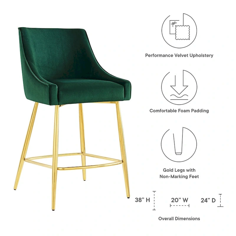 Tabouret de comptoir Discern en velours performance