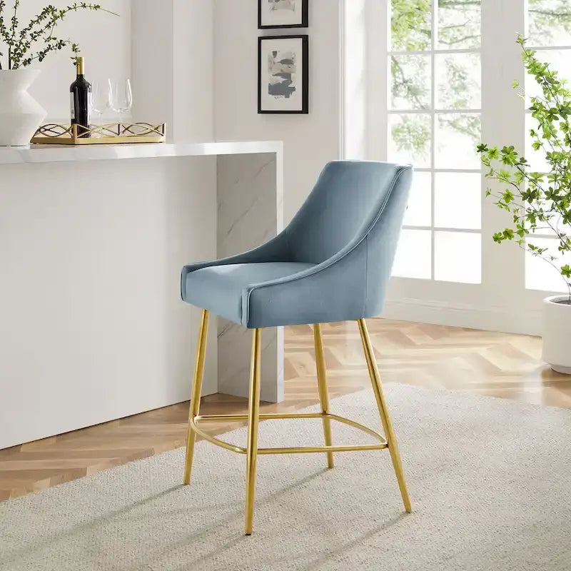 Tabouret de comptoir Discern en velours performance