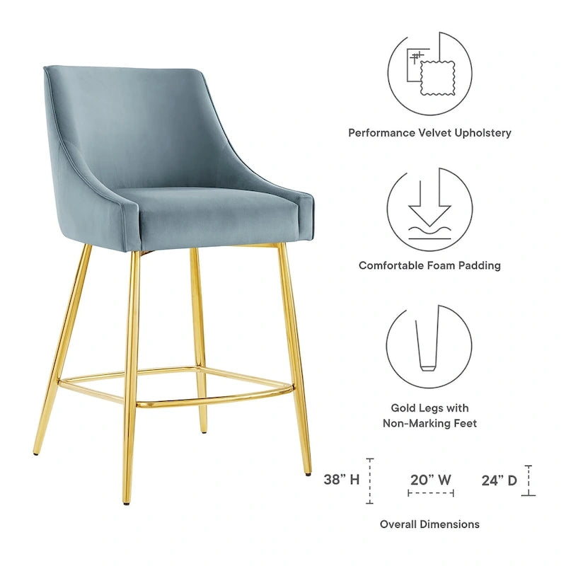 Tabouret de comptoir Discern en velours performance