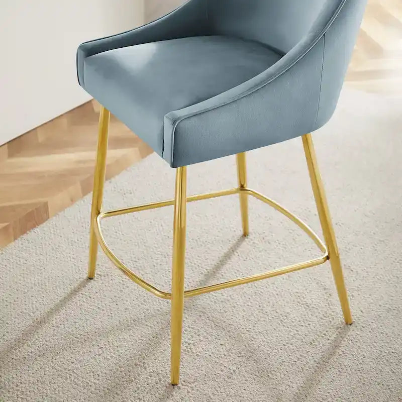 Tabouret de comptoir Discern en velours performance