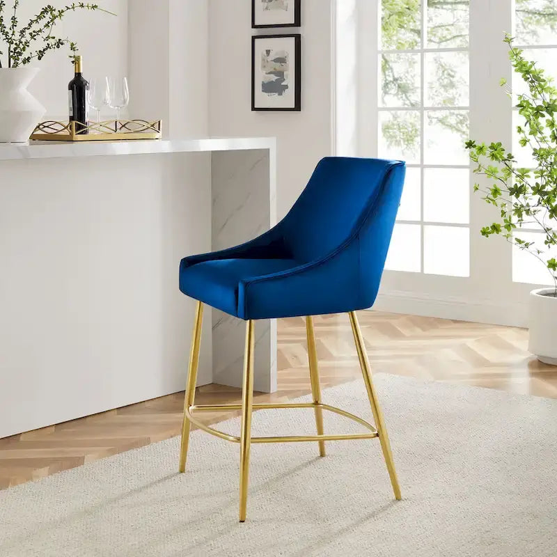 Tabouret de comptoir Discern en velours performance
