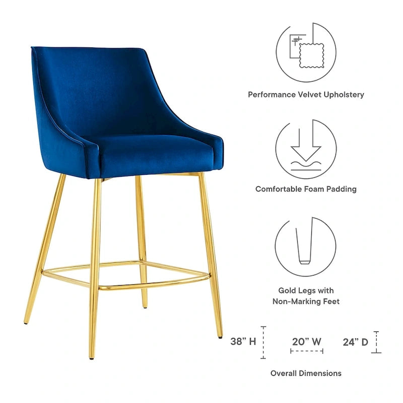 Tabouret de comptoir Discern en velours performance