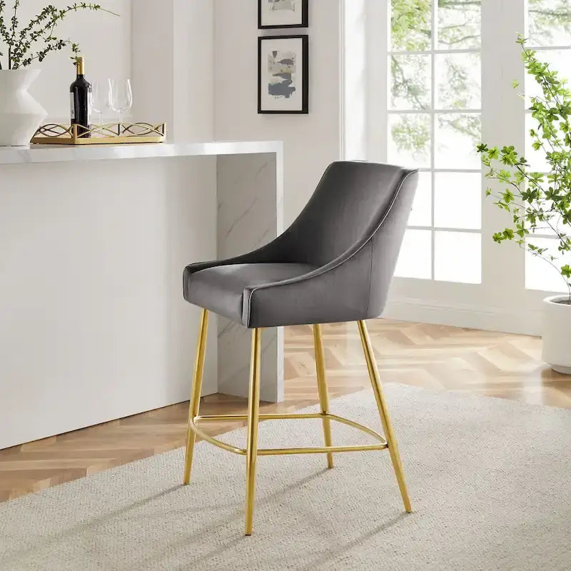 Tabouret de comptoir Discern en velours performance