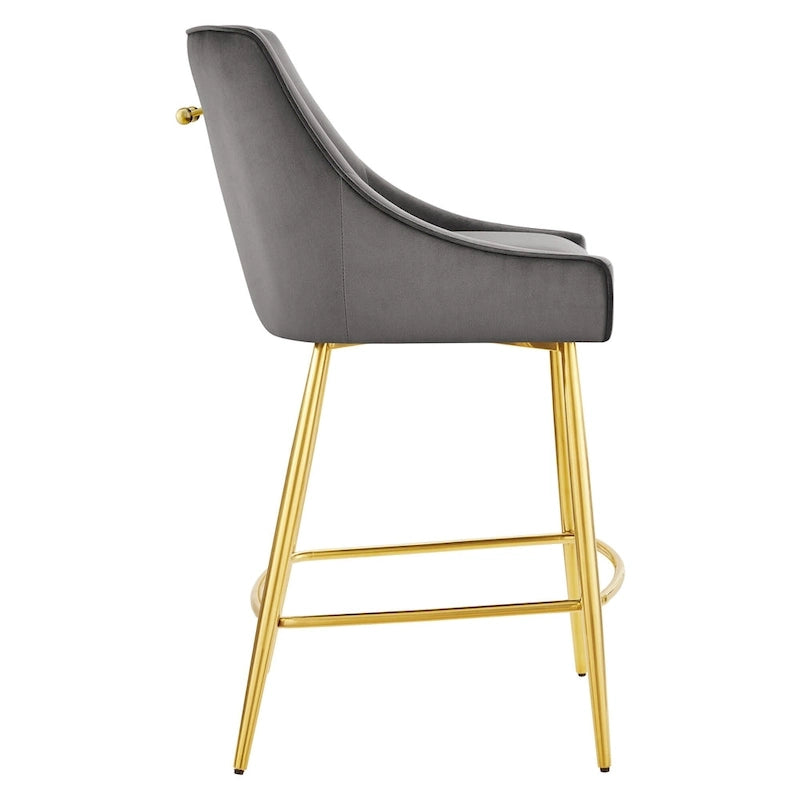 Tabouret de comptoir Discern en velours performance