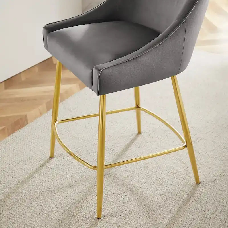 Tabouret de comptoir Discern en velours performance