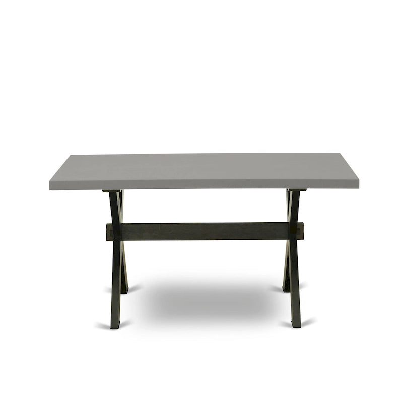East West Furniture Ensemble de salle à manger – une table à manger et des chaises Parson noires, finition brossée noire. (Options de tissus d'ameublement et de pièces)