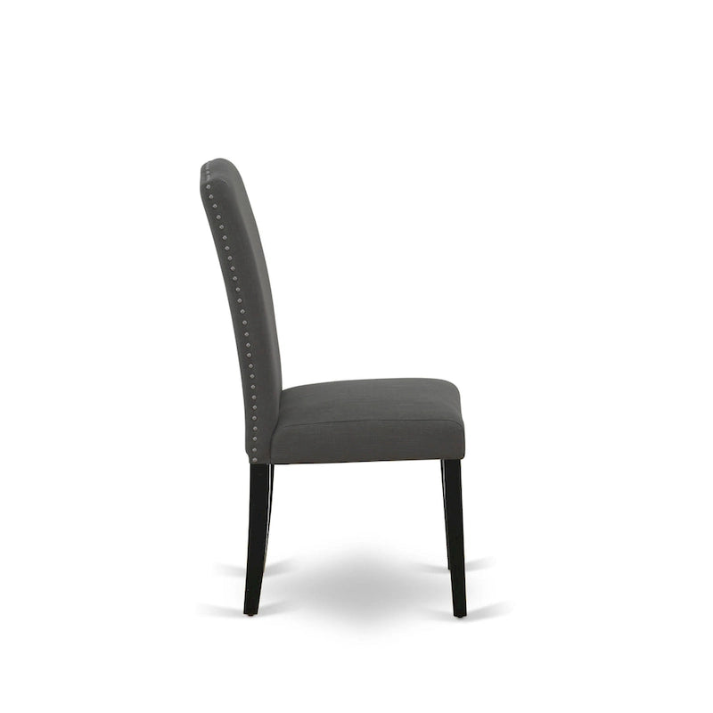 East West Furniture Ensemble de salle à manger – une table à manger et des chaises Parson noires, finition brossée noire. (Options de tissus d'ameublement et de pièces)