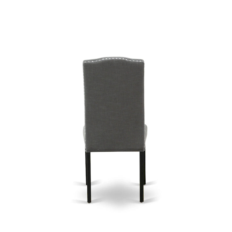 East West Furniture Ensemble de salle à manger – une table à manger et des chaises Parson noires, finition brossée noire. (Options de tissus d'ameublement et de pièces)