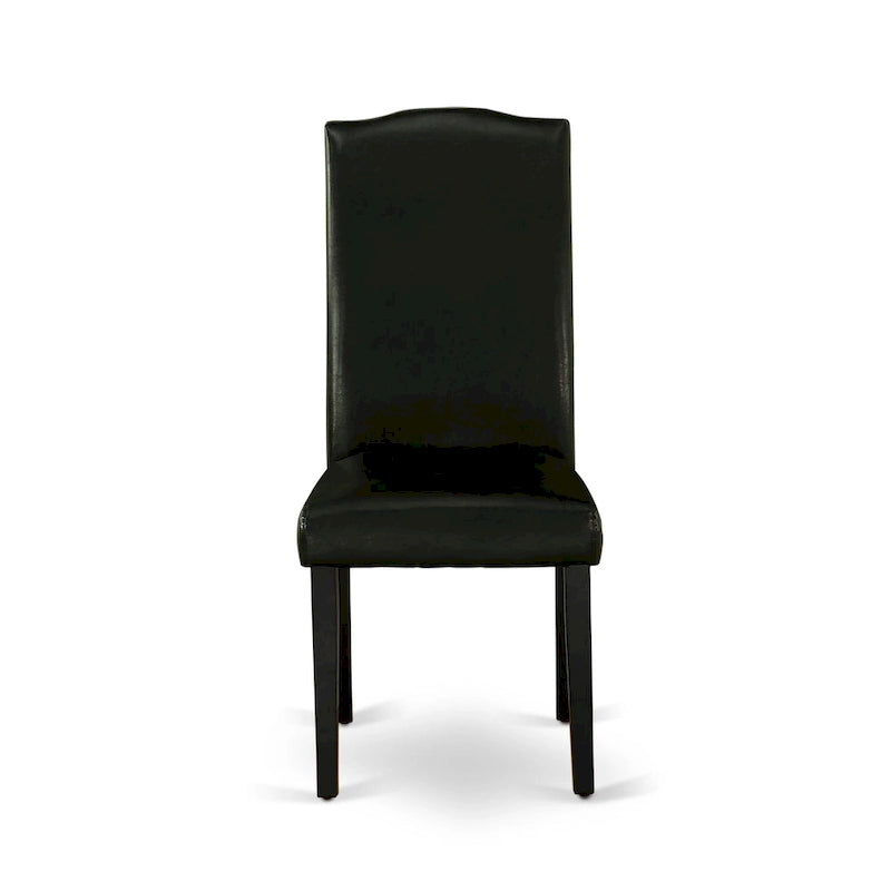 East West Furniture Ensemble de salle à manger – une table à manger et des chaises Parson noires, finition brossée noire. (Options de tissus d'ameublement et de pièces)