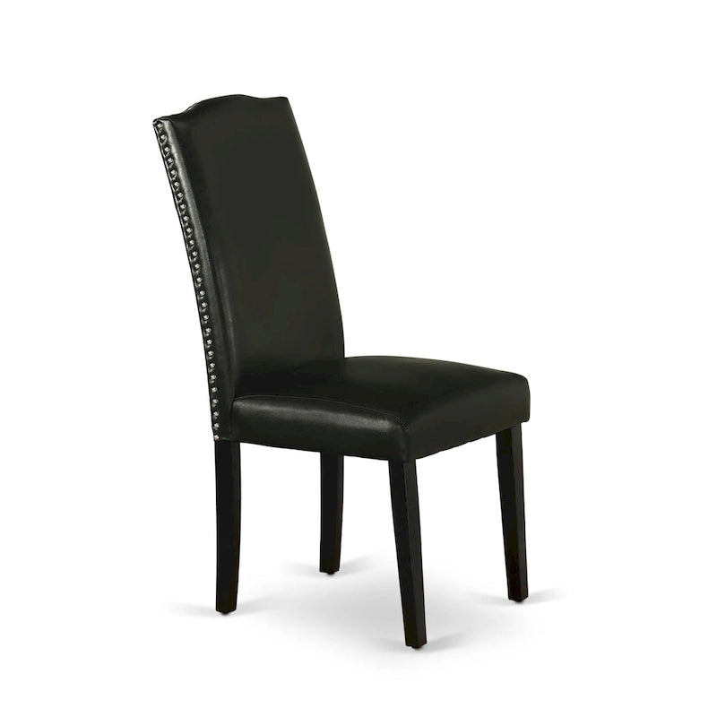 East West Furniture Ensemble de salle à manger – une table à manger et des chaises Parson noires, finition brossée noire. (Options de tissus d'ameublement et de pièces)