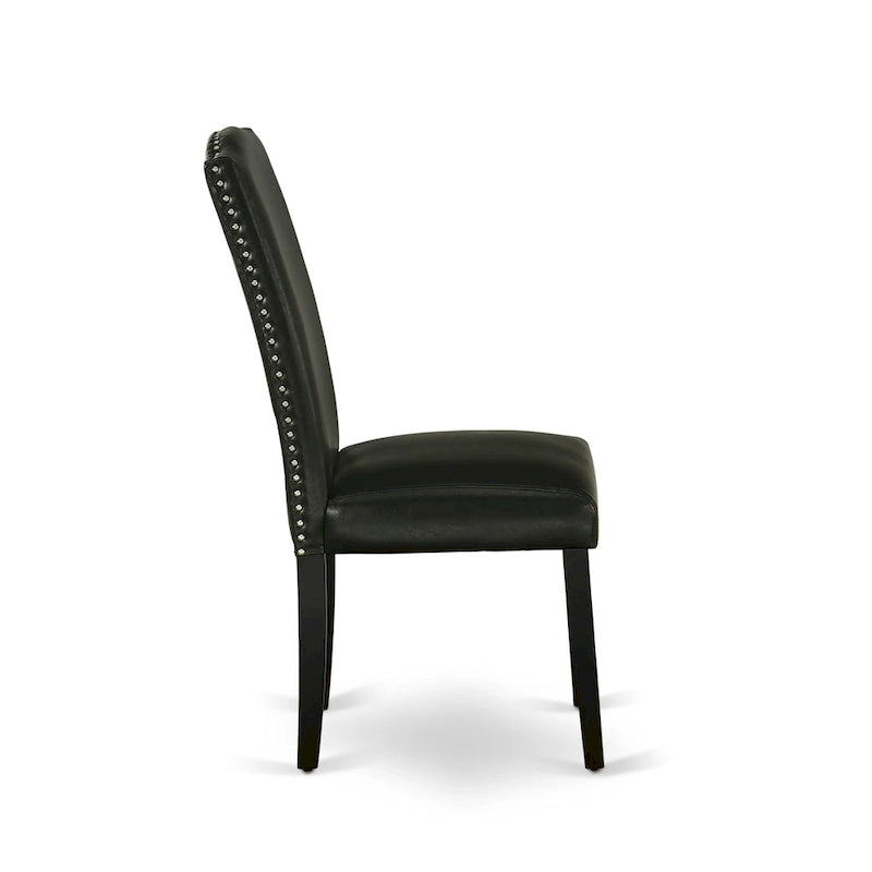 East West Furniture Ensemble de salle à manger – une table à manger et des chaises Parson noires, finition brossée noire. (Options de tissus d'ameublement et de pièces)